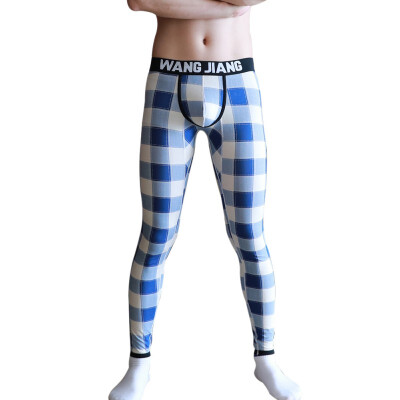 

New Winter Thermal Underwear Bottoms Bodycon Plaid Letter Print Mens Warm Wool Cotton Thicken Underwear Trousers Men Warm Pants