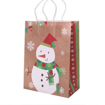 

Christmas Kraft Paper Handle Bags Shopping Carrier Present Gift Festiv