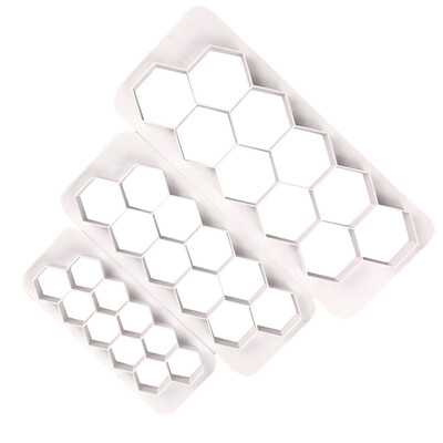 

3pcs Hexagon Shaped Plastic Biscuits Cutting Dies Geometric Cake Baking Utensils Molds Mould