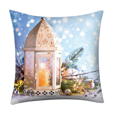 

45x45cm Linen Christmas pillow case Square Throw Cushion Cover Single-sided Printe For Home Office Sofa Car 2019 Xmas Pillowcase