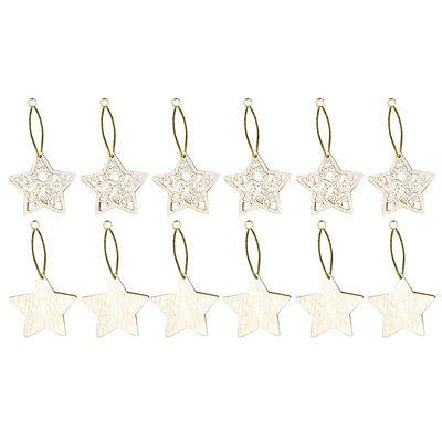 

Gobestart Christmas Snowflakes Wooden Pendants Christmas Tree Ornaments Home Decor 12Pcs