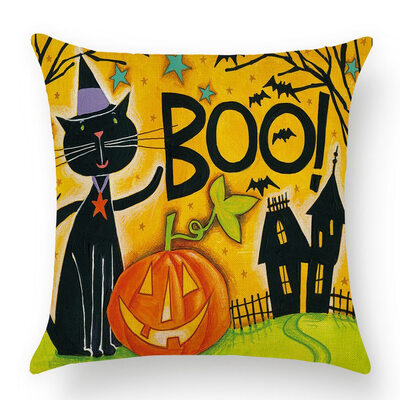 

Halloween Theme Linen Pillow Case Cover Ghost Witch Pumpkin throw pillow case Party Supplies