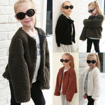 

Kid Girl Thick Warm Teddy Bear Fleece Winter Jacket Coat Zip Up Outwear Overcoat