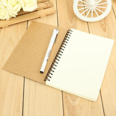 

Retro Kraft Vintage Blank Diary Notebook Journal Sketchbook Spiral Bound Paper