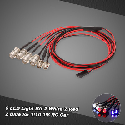 

〖Follure〗LED 6 Lights Kit White Red Blue for 110 18 Traxxas HSP Redcat Axial SCX10 D90