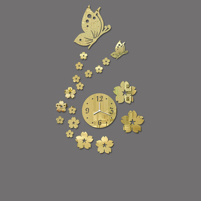 

The Best Price For Modern 3D DIY Butterfly Flower Sticker Home Living Room Decor Mirror Wall Clock