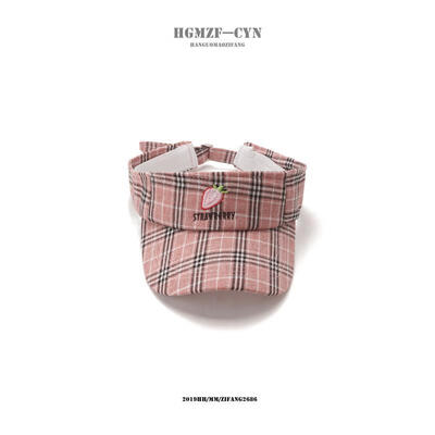 

Hat children Xia Xiaoqing new fruit sunshade hat seaside trip sun hat Korean version fashion plaid empty top hat mens tide