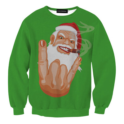 

2019 New Fashion Casual Christmas Santa Claus Deer Snowflake Print Hoodie Long Sleeve Round Neck Pullover For Men Women