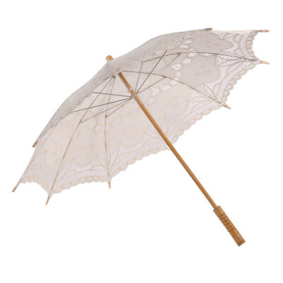 

Elegant Lace Umbrella Cotton Embroidery Ivory Battenburg Lace Parasol Umbrella Wedding Umbrella