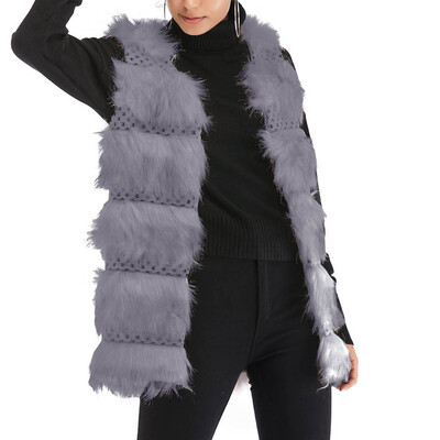 

Tailored Fashion Women Casual Loose Solid Color Sleeveless Cardigan Plush Vest Tops