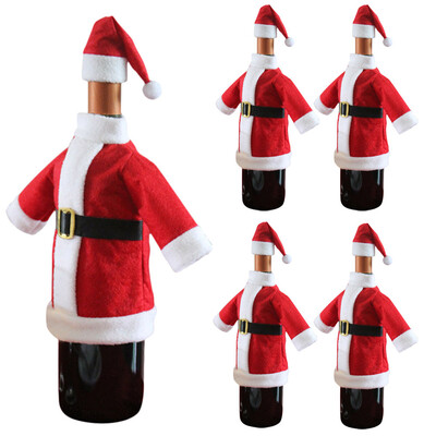 

Tailored 5pcs Wine Bottle Cover Bags Decoration Home Party Clothes Hat Christmas