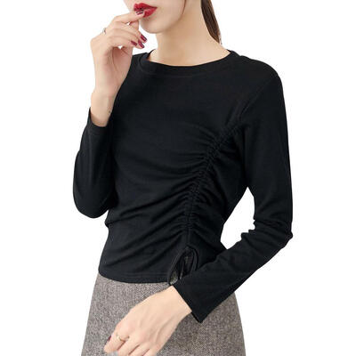 

Solid Color Women Long Sleeve Autumn Drawstring Sweet Pullover Fashion Tops