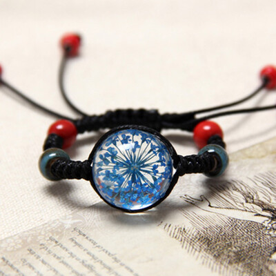 

Dried Flower Bracelet For Womens Jewelry Cherry blossom Life time gem Hand-knitted national Accessories