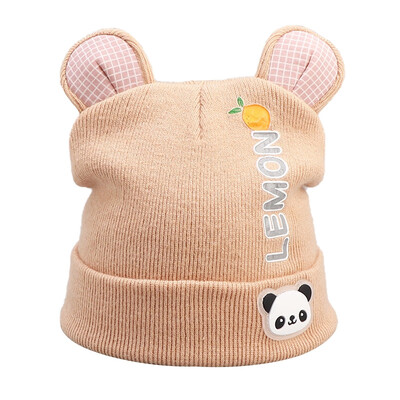 

Winter Newborn Cute Warm Kids Girls Boys Hats Baby Cartoon Pattern Hats Knitted Wool Hemming Caps With Ear