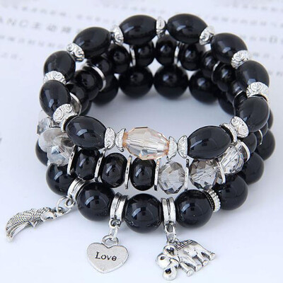 

Marble Pattern Elephant Wings Love Pendant 3 Piece Set Unisex Pair Bracelet Set hot Gift