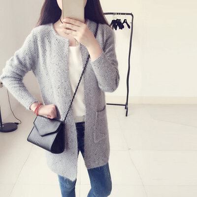 

Knitted Sweater Coat Female Long Section Loose Korean Version Of The Simple Fashion Cardigan Comfortable Breathable Wild New