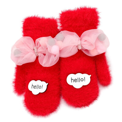 

5-12T Girls Golves 1 Pair Cartoon Thick Warm Baby Girls Winter Warm Gloves Cute bow fashion girl gloves