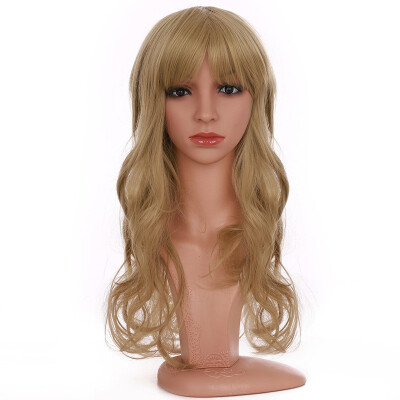 

Long Full Wig with Bangs Ombre Natural Wave Heat Resistant Synthetic Wig Dyeing Color Curly Wavy Cosplay Wigs Costume Dress