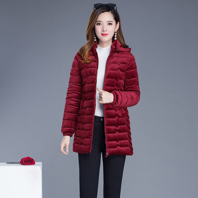 

Tailored Fashion Women Outerwear Long Sleeve Zipper Tops Hooded Button Cotton-padded Coat