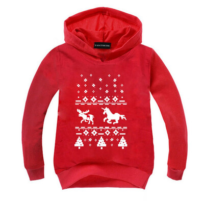

lucasy Christmas Unicorns Hoodie Ugly Novelty Pattern Kids Casual Sweatshirt