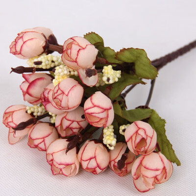 

Artificial Silk Rose Flower Leaf Home Wedding Party Decor Bridal 15 Head Bouquet Home Decor