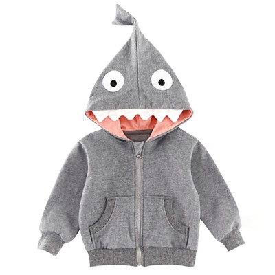 

Spring Autumn Infant Baby Kids Girls Boys Cotton Long Sleeve Dinosaur Shape Hooded Outerwear Cute Solid Color Zipper Sweatshirt