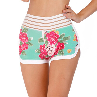 

Print stretch Slim sports running fitness shorts Yoga high waist hip hips tight shorts pants