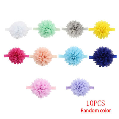 

10PCSSet Random Color Lovely Baby Chiffon Head Wrap Girls Elastic Knot Bow Headbands Nursery Headdress Kids Cap