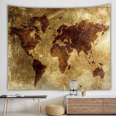 

Toponeto Vintage World Map Wall Tapestries Hanging Hippie Tapestry Bedspread Yoga Mat New