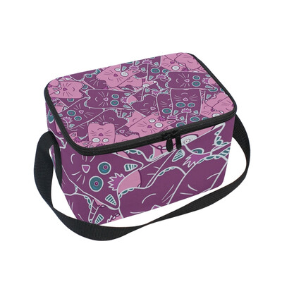 

ALAZA Cute Kitten Cat Lunch Box Insulated Lunch Bag Large Cooler Tote Bagfor Men Women