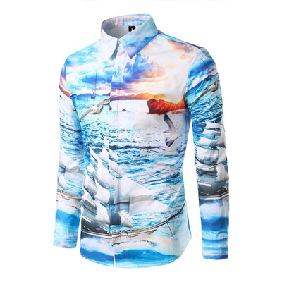 

Tailored Mens Casual Button Turn-Down Collar Slim Fit Long Sleeve Top Shirt Blouse