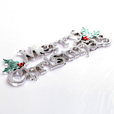 

Tailored 14cm Christmas Tree Decoration Shiny Merry Letter Card for Xmas Hanging Ornament