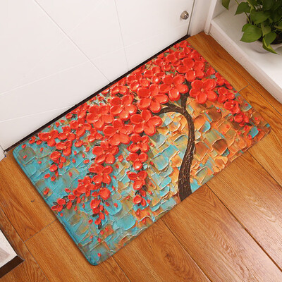 

Toponeto Oil Painting Tree Bath Mats Bedroom Carpets Door Mats Non-Slip