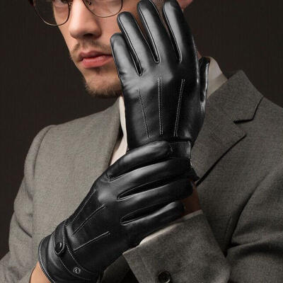 

Fashion Mens Fitted Real Leather Touch-Screen Gloves with Racing Driving Gloves