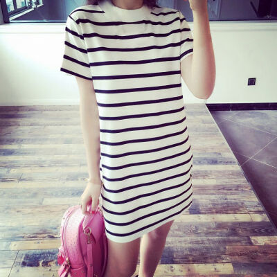 

Women T-shirts Shape Dresses Tee Shirt Party Dresses Sexy Wild Striped Camisas Femininas Korean Ropa Tumblr Vetement