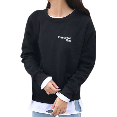 

Women Simple Autumn Warm Sweatshirt Long Sleeve Plus Velvet Cute Letter Print Casual Loose Round Collar Sweatshirt