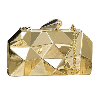 

Women Handbags Metal Hexagon Clutches Fashion Geometric Mini Party Purse Bags