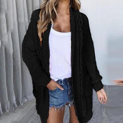 

Tailored Women Casual Long Sleeve Solid Sweater Cardigan Coat With Pockets
