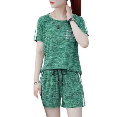 

Women Two Piece Sets Summer Letter O Neck Short Sleeve T-Shirt Side Striped Casual Shorts Women Sets Fashion Two-Piece Suit