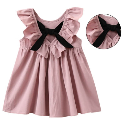

Summer 2017 New Casual Style Fashion Fly Sleeve Girls Bow Dress Girl Clothing For Children Cute Dresses