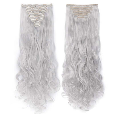 

Full Head Clip Synthetic in Hair Extensions 8 Piece 18 Clips Hairpiece Long Wave Curly Straight for Women