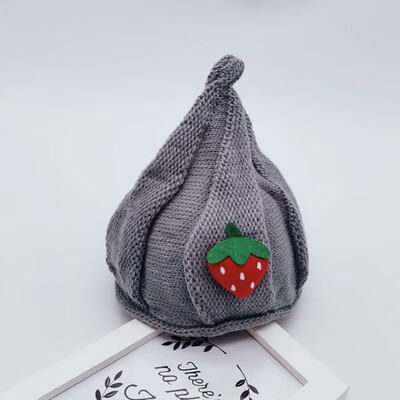 

Newborn Cute Autumn Winter Kids Hats Girls Kids Baby Boys Strawberry Pattern Hats Knitted Wool Hemming Caps