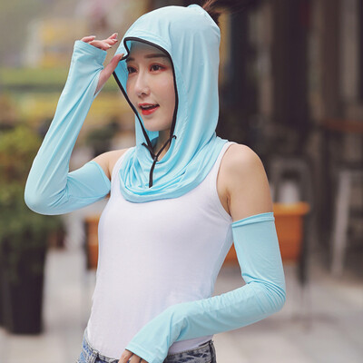 

Korean version fashionable summer new female ice silk sunscreen hat simple set of pure color anti-ultraviolet dust shade hat