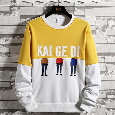 

Gobestart Men Splicing Button Pullover Long Sleeve O-Neck Sweatshirt Tops Blouse