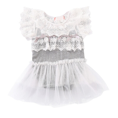 

Newborn Baby Girls Lace Sleeveless Solid Jumpsuit with Lace Design Infant Casual Outfit Bodysuit