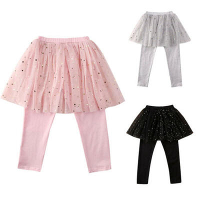 

US Sequin Kid Baby Girl Pants Stretchy Bottoms Trousers Lace Tutu Skirt Leggings