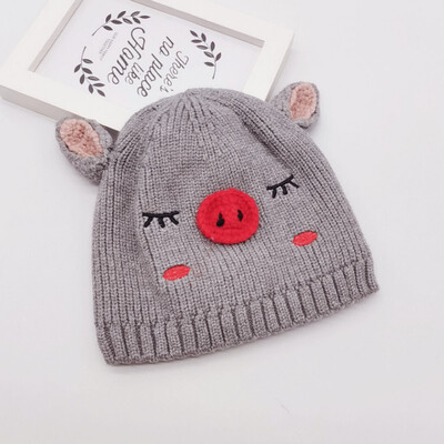 

Baby Hat Winter Newborn Cute Warm Kids Girls Boys Baby Cartoon Print Hats Knitted Wool Caps With Ear