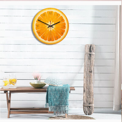 

New Fruit Style Wooden Acrylic Wall Clock Mute Movement Needle Display Kitchen Home Living Room Modern Decorative Ornament