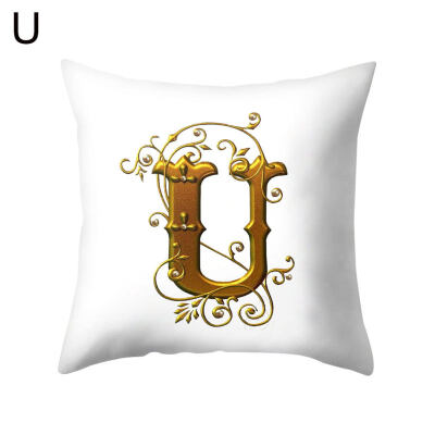 

26 Golden A to Z Alphabet Flower Soft Pillow Case Cushion Cover Home Sofa Decor