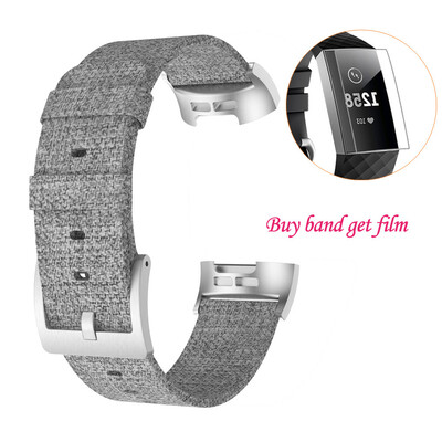 

〖Follure〗Replacement Woven Canvas Fabric Watch Band Wrist Strap Film For Fitbit Charge 3